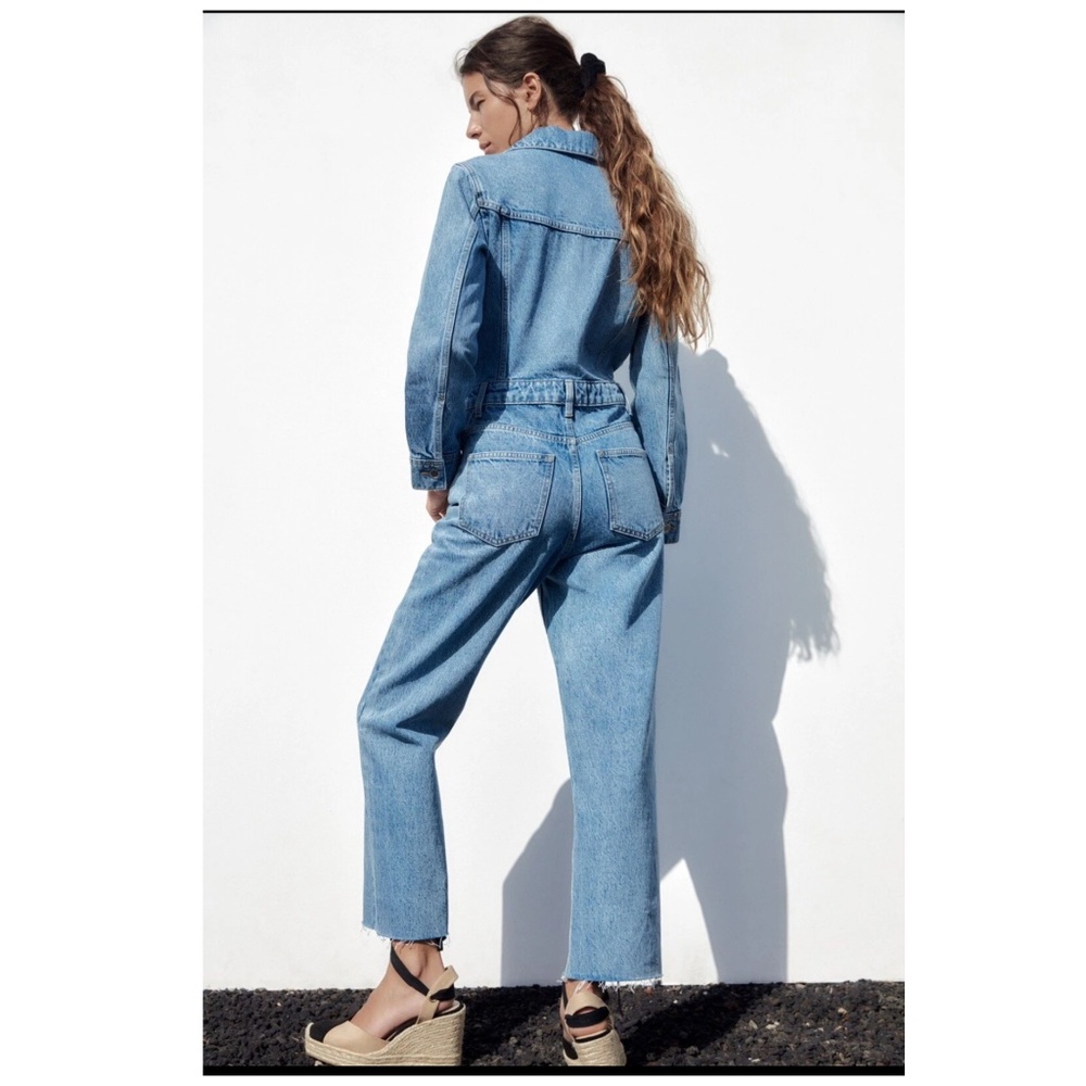 Zara Light Blue Denim Jumpsuit - Picture 2 of 12